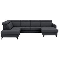 WOHNLANDSCHAFT Flachgewebe Anthrazit  - Anthrazit/Schwarz, Konventionell, Textil/Metall (215/333/174cm) - Beldomo System