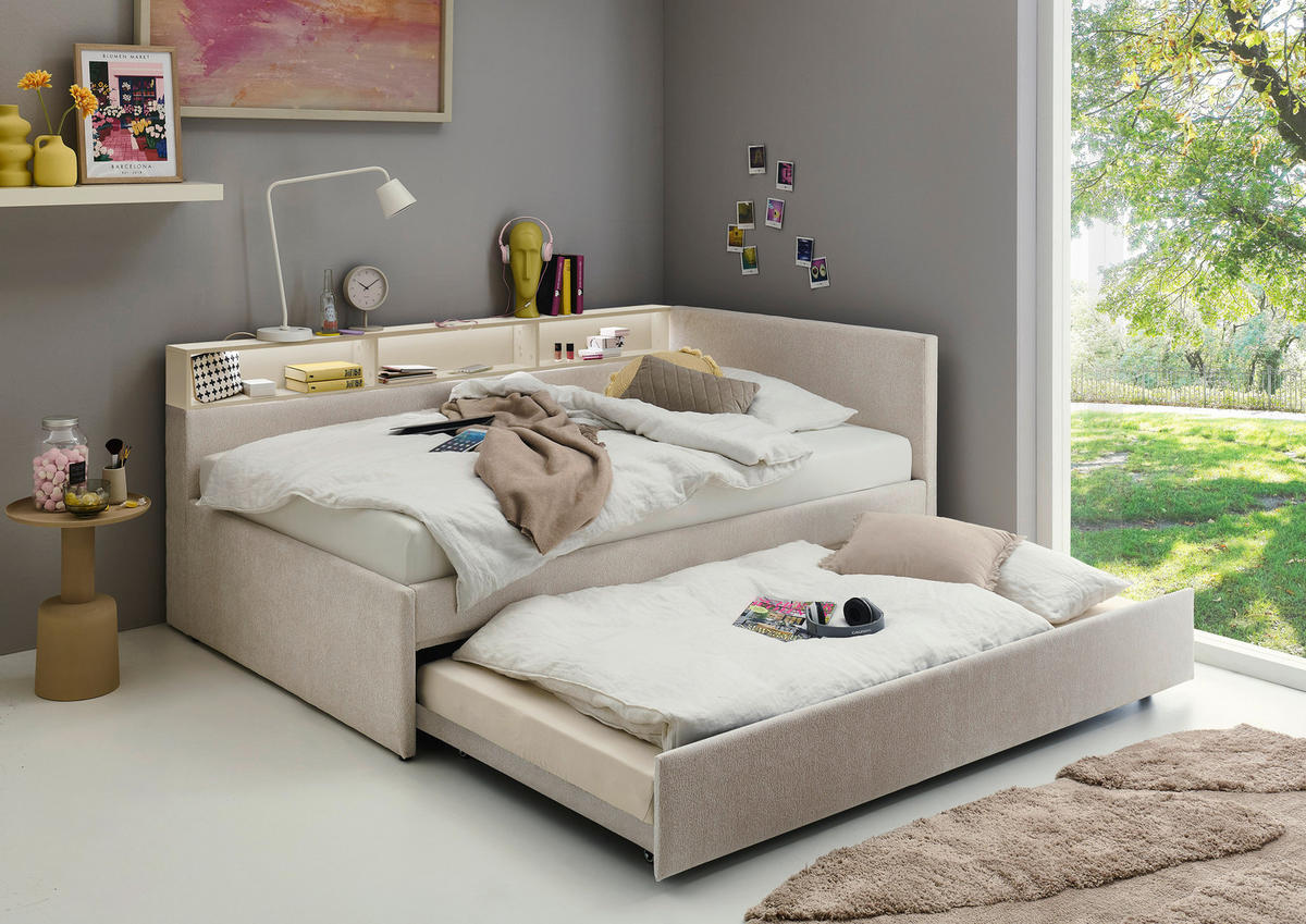 STAURAUMBETT 120/200 cm  in Sandfarben, Beige  - Sandfarben/Beige, MODERN, Holz/Holzwerkstoff (120/200cm) - Stylife