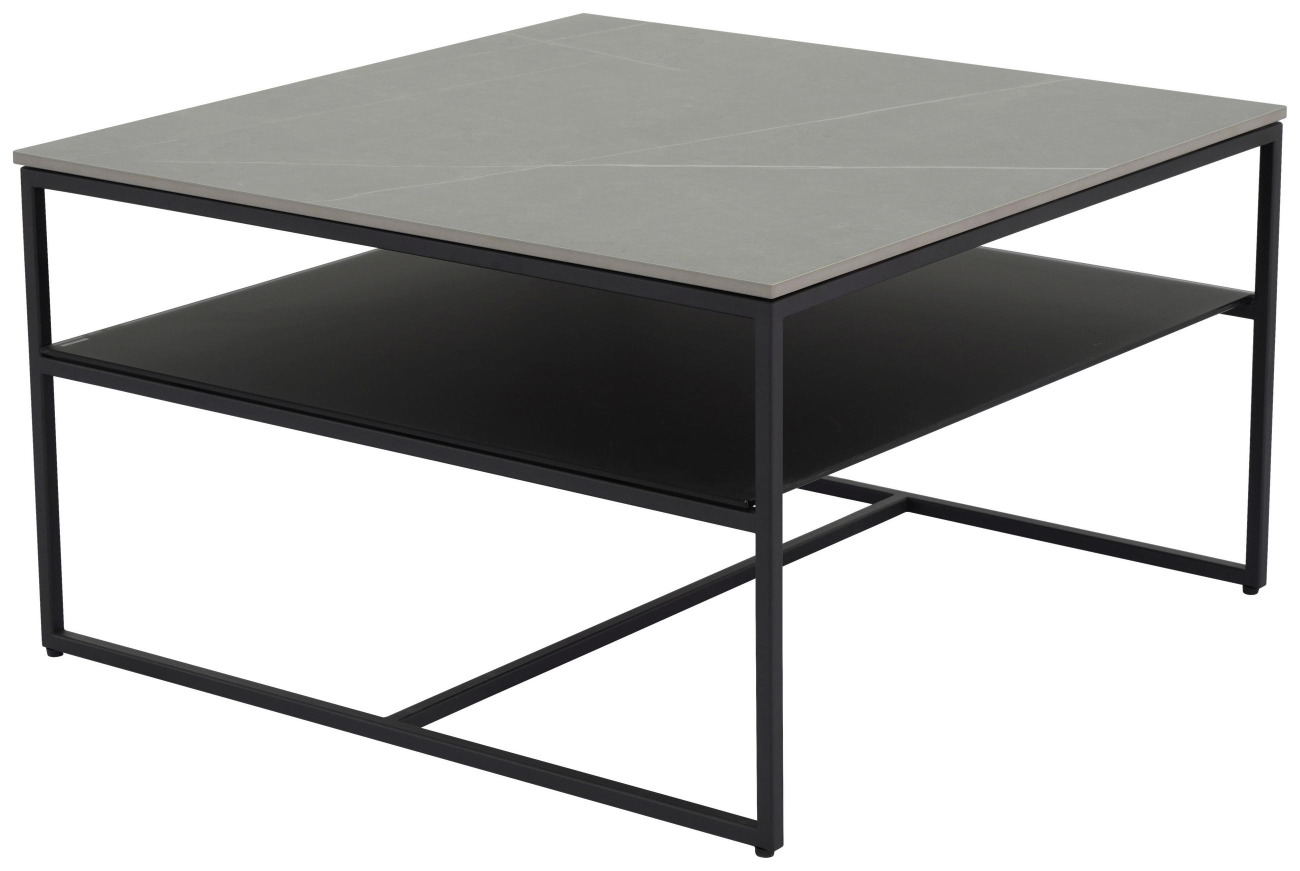 COUCHTISCH ESG 75/75/43 cm quadratisch Grau, Schwarz  - Schwarz/Grau, Design, Glas/Keramik (75/75/43cm) - Novel