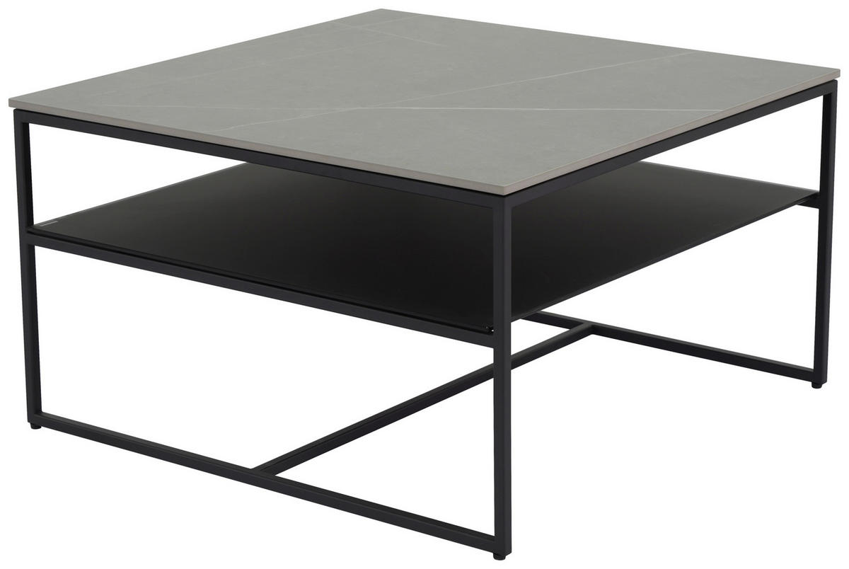 COUCHTISCH ESG 75/75/43 cm quadratisch Grau, Schwarz  - Schwarz/Grau, Design, Glas/Keramik (75/75/43cm) - Novel