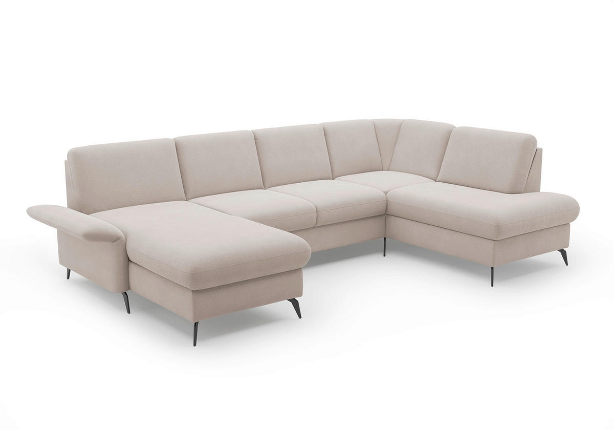 WOHNLANDSCHAFT Greige Flachgewebe  - Greige/Schwarz, KONVENTIONELL, Textil/Metall (164/314/195cm) - Sit & More