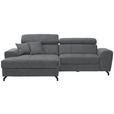 ECKSOFA in Velours Grau  181/267 cm  - Schwarz/Grau, Design, Textil/Metall (181/267cm) - Carryhome