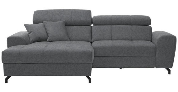 ECKSOFA in Velours Grau  181/267 cm  - Schwarz/Grau, Design, Textil/Metall (181/267cm) - Carryhome