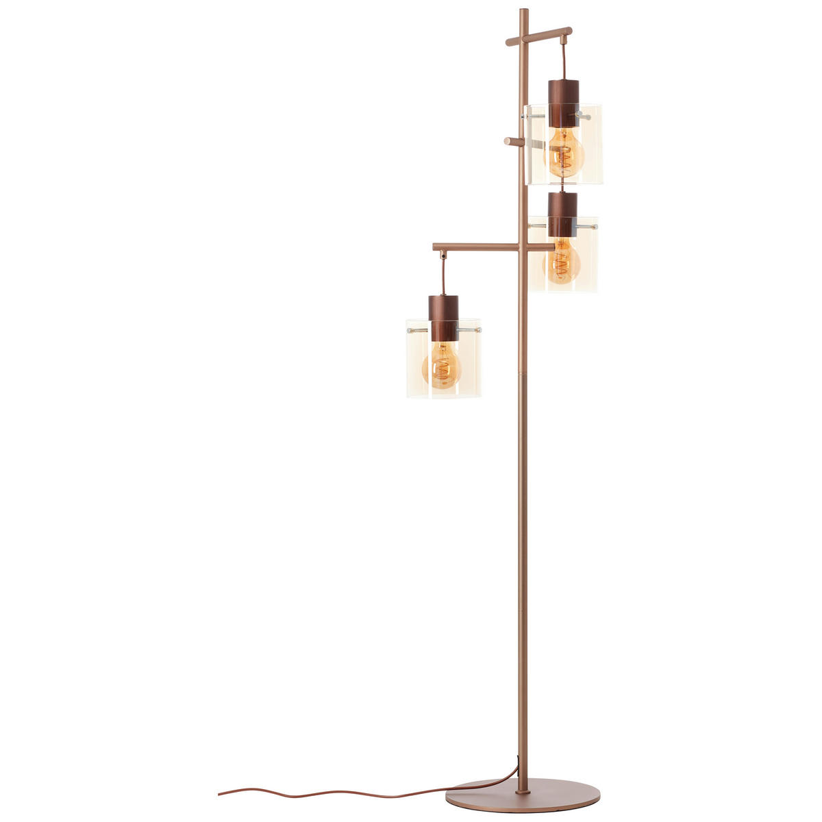 STEHLEUCHTE 46/152,2 cm    - Bernsteinfarben/Braun, Basics, Glas/Metall (46/152,2cm) - Brilliant