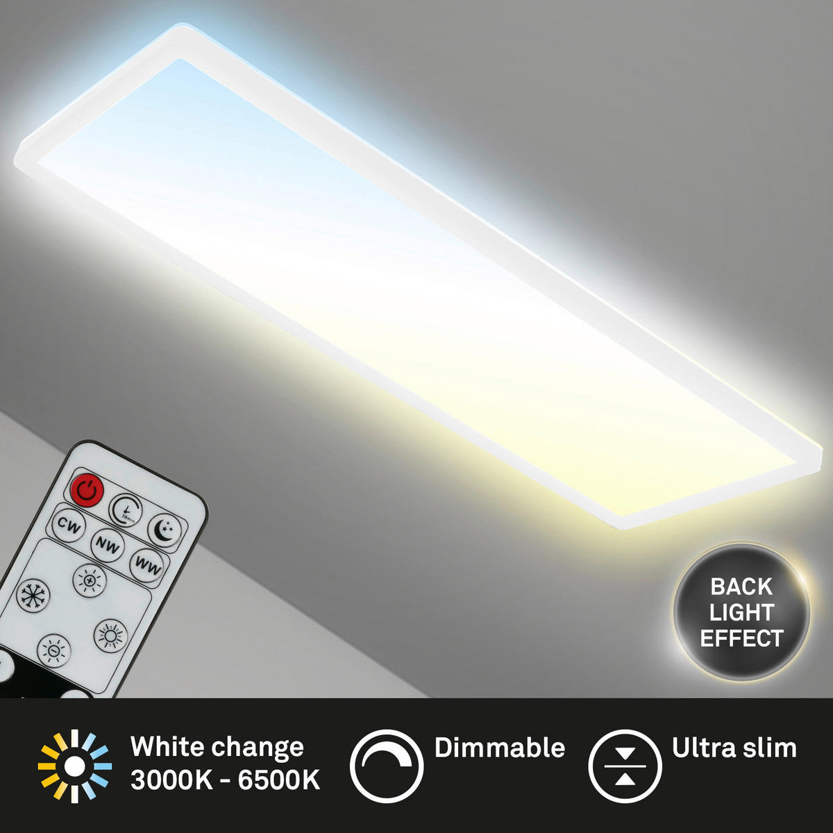 LED-PANEEL Slim 58/20/3 cm   - Weiß, MODERN, Kunststoff (58/20/3cm)