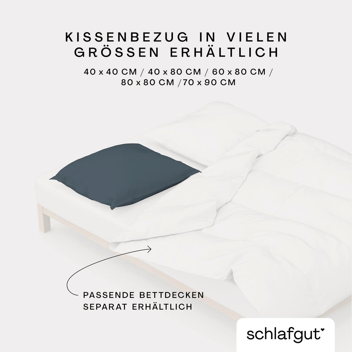 KOPFPOLSTERBEZUG WOVEN SATIN 80/80 cm  - Dunkelgrau, Basics, Textil (80/80cm) - Schlafgut