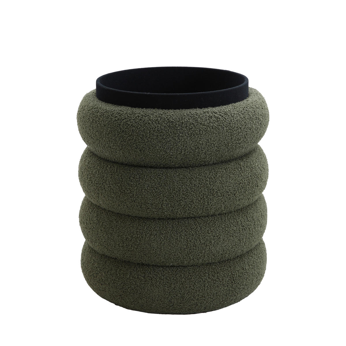 HOCKER Teddystoff Grün  - Schwarz/Grün, Basics, Kunststoff/Textil (42/45/42cm) - Xora