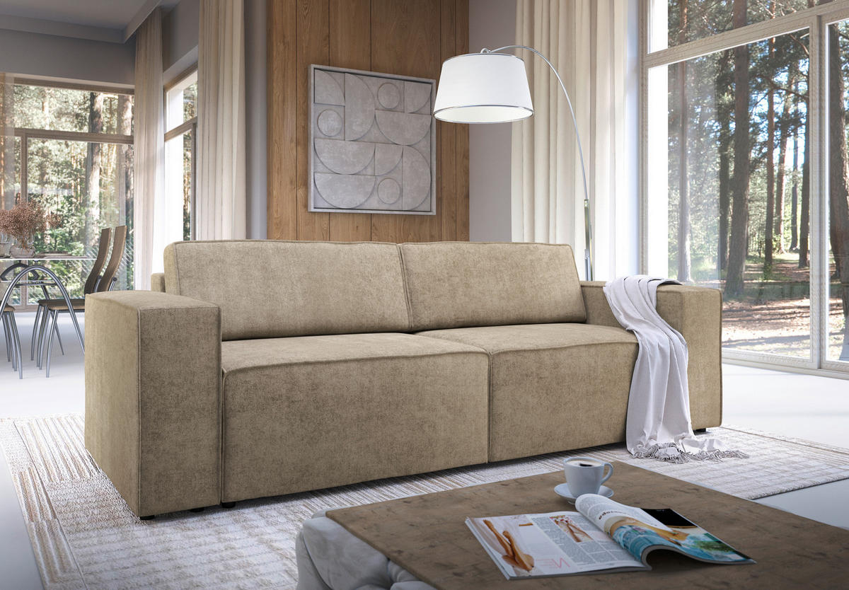 3-SITZER-SOFA Webstoff Braun  - Schwarz/Braun, MODERN, Kunststoff/Textil (254/84/98cm) - Stylife