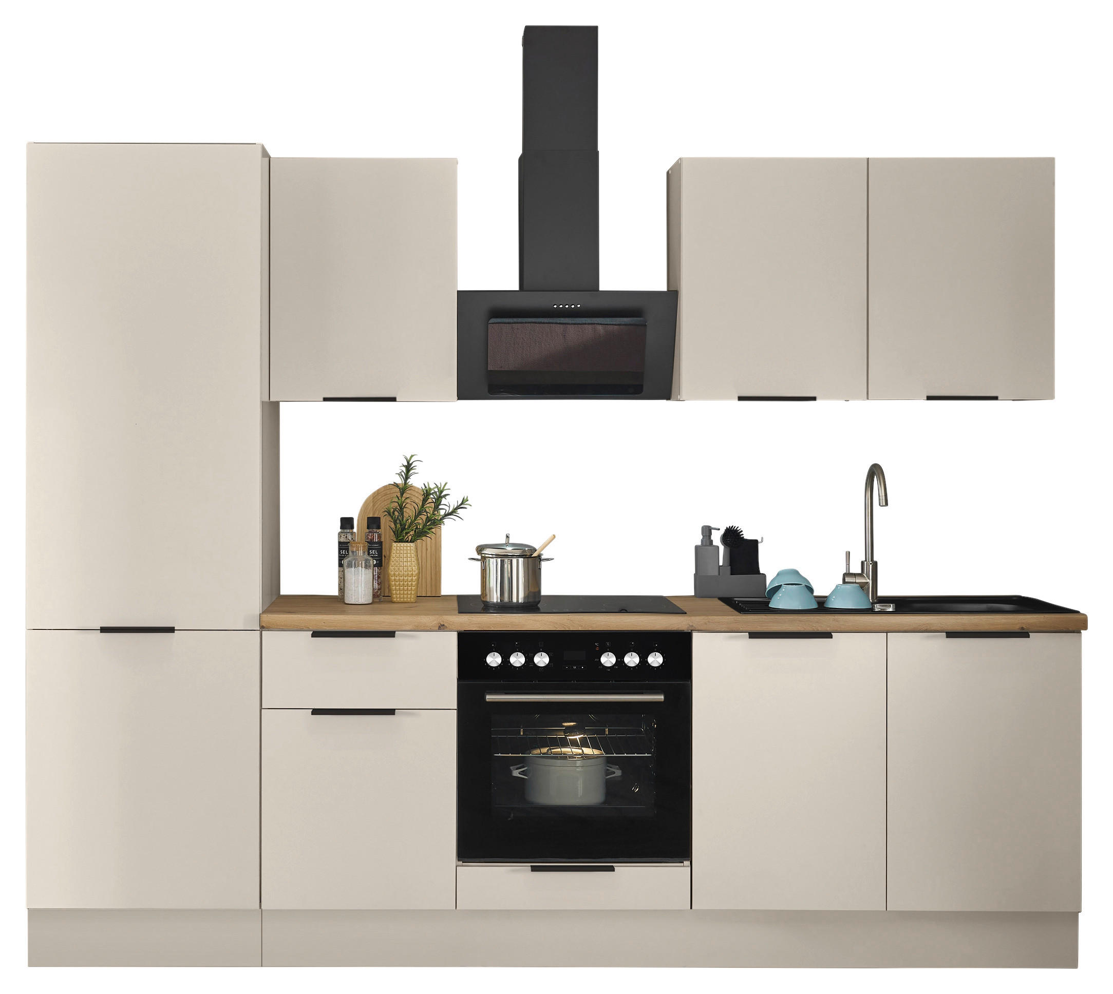 KÜCHENBLOCK   in Kaschmir  - Kaschmir/Schwarz, Basics, Holzwerkstoff/Metall (270/211/60cm) - Xora