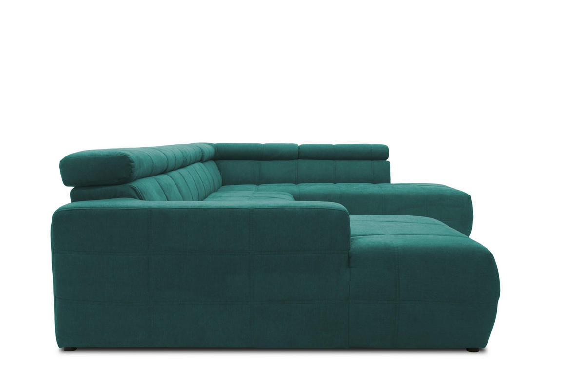 WOHNLANDSCHAFT in Mikrofaser Mintgrün  - Schwarz/Mintgrün, Design, Kunststoff/Textil (175/359/228cm) - MID.YOU