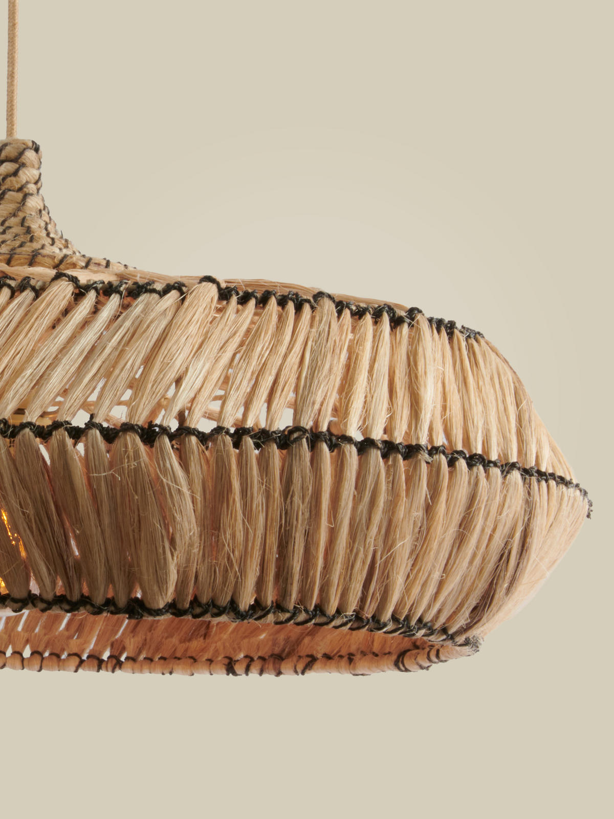 HÄNGELEUCHTE 60/60/280 cm  - Hellbraun/Schwarz, Trend, Naturmaterialien (60/60/280cm) - Good & Mojo