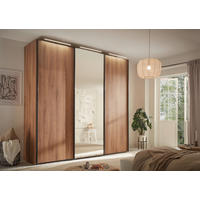 SCHWEBETÜRENSCHRANK 336/240/68 cm 3-türig Anthrazit, Schwarz, Eichefarben  - Eichefarben/Anthrazit, Design, Glas/Holz (336/240/68cm) - Dieter Knoll