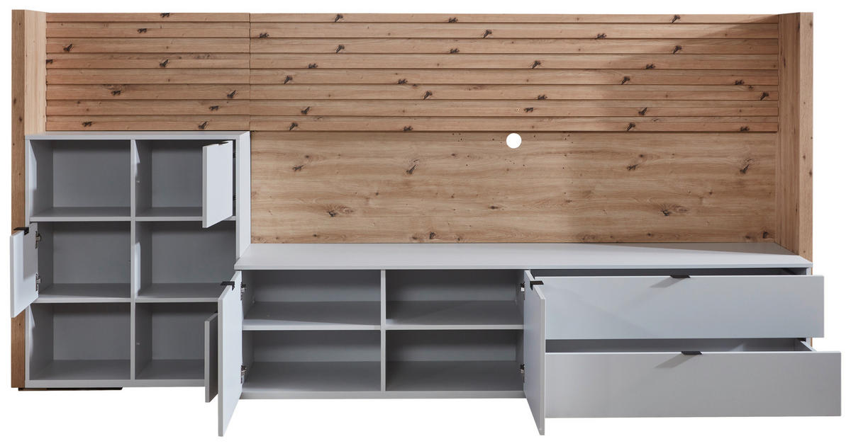 WOHNWAND  in Hellgrau, Eiche Artisan 293/138/50 cm  - Anthrazit/Hellgrau, Design, Holzwerkstoff/Kunststoff (293/138/50cm) - Stylife