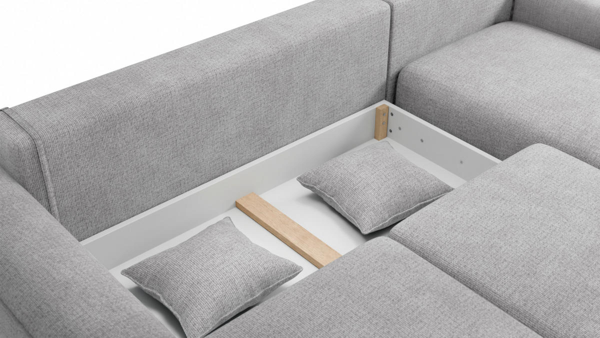 ECKSOFA Hellgrau Chenille  - Hellgrau/Grau, KONVENTIONELL, Kunststoff/Textil (293/205cm) - Carryhome