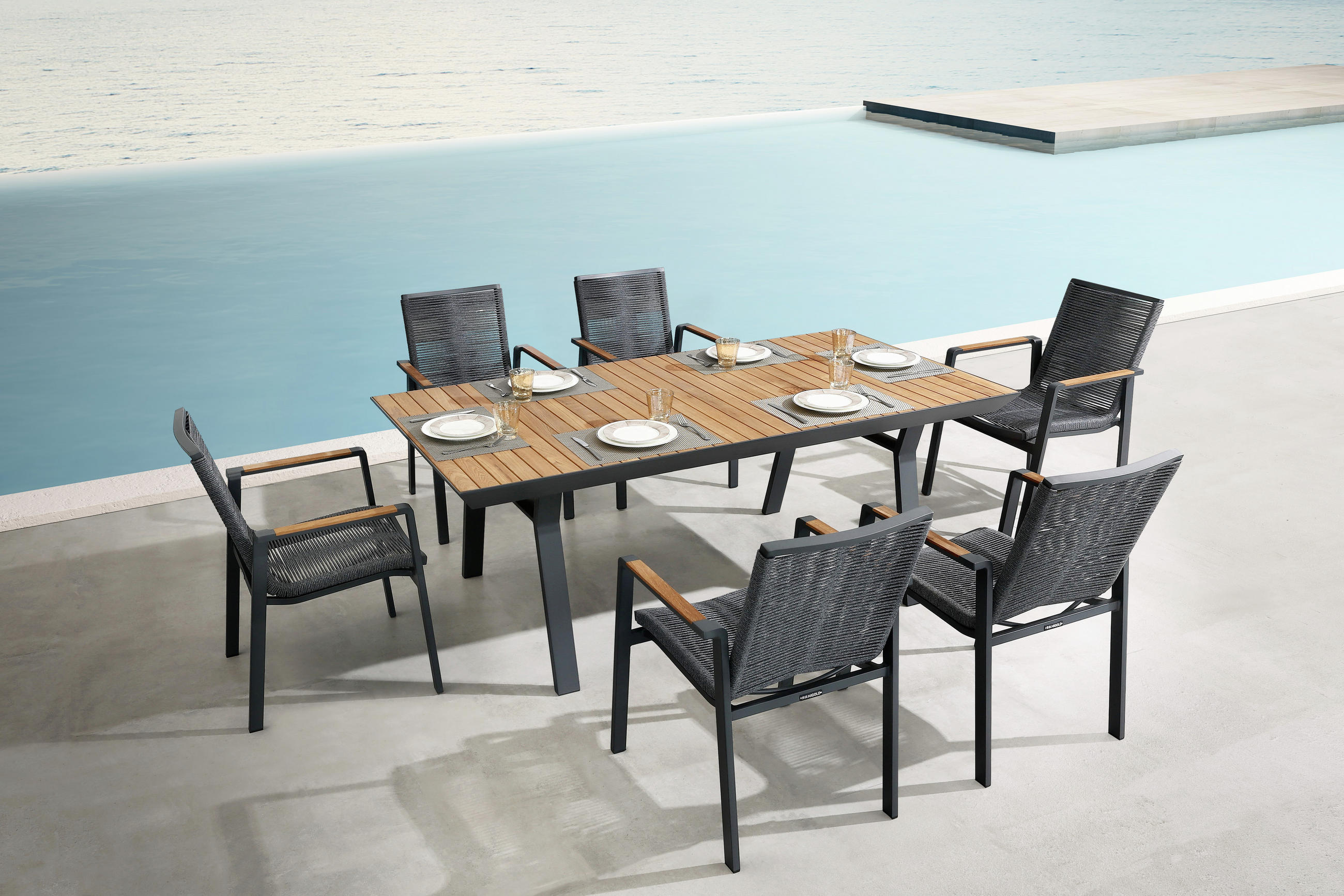 STOL VRTNI  antracit, boje tikovine  drvo, metal      - boje tikovine/antracit, Design, drvo/metal (200/100/75cm) - Amatio