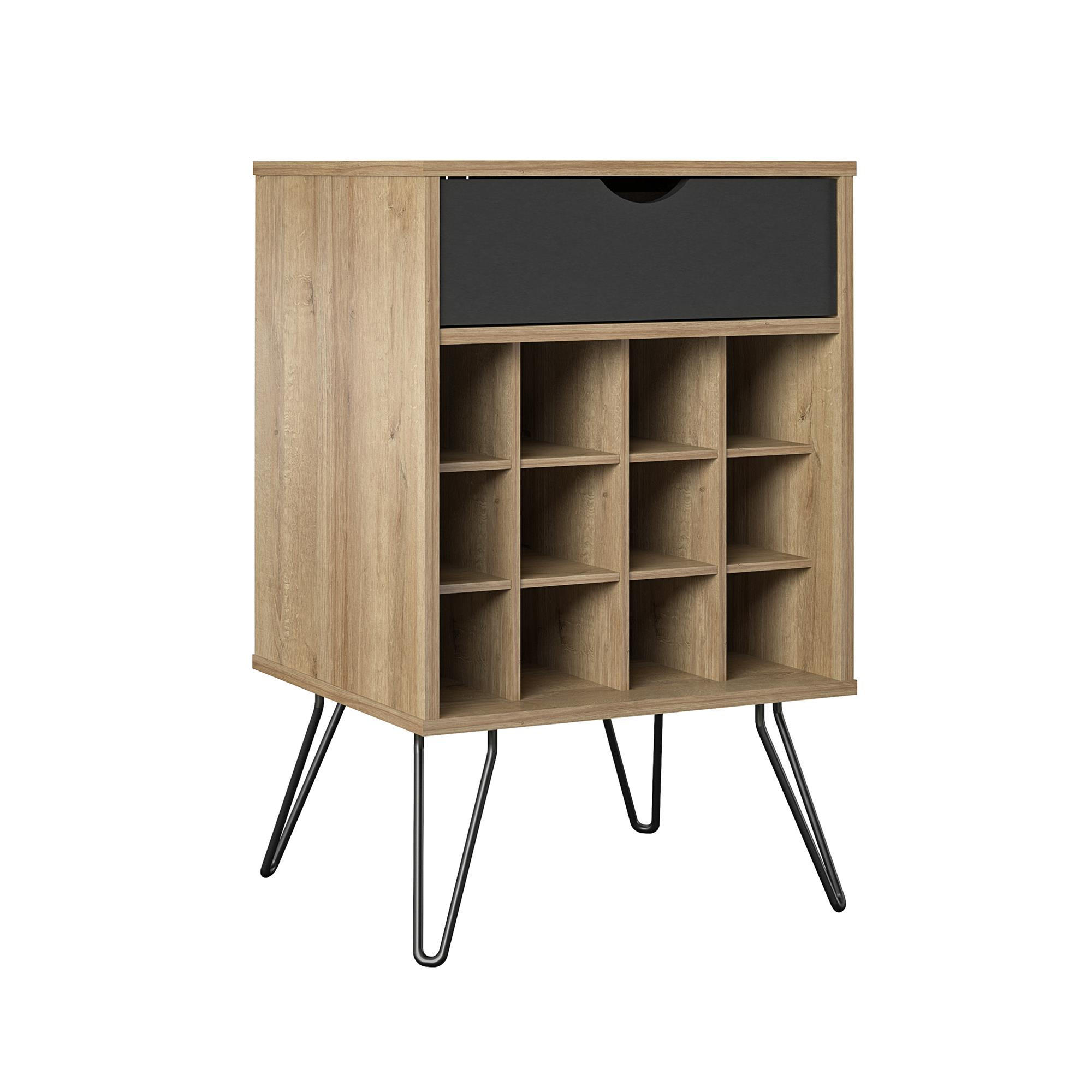 WEINREGAL  - Eichefarben/Schwarz, Design, Holzwerkstoff/Metall (51/80/45cm) - MID.YOU