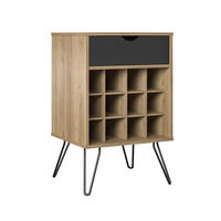 WEINREGAL 51/80/45 cm  - Eichefarben/Schwarz, Design, Holzwerkstoff/Metall (51/80/45cm) - MID.YOU