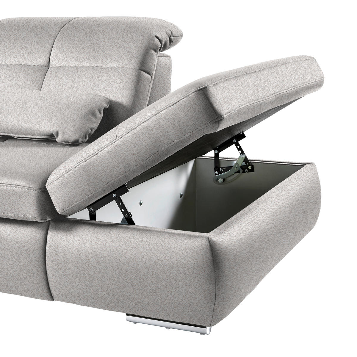 WOHNLANDSCHAFT Mikrofaser Silberfarben  - Chromfarben/Silberfarben, Design, Textil (195/371/260cm) - Beldomo Style