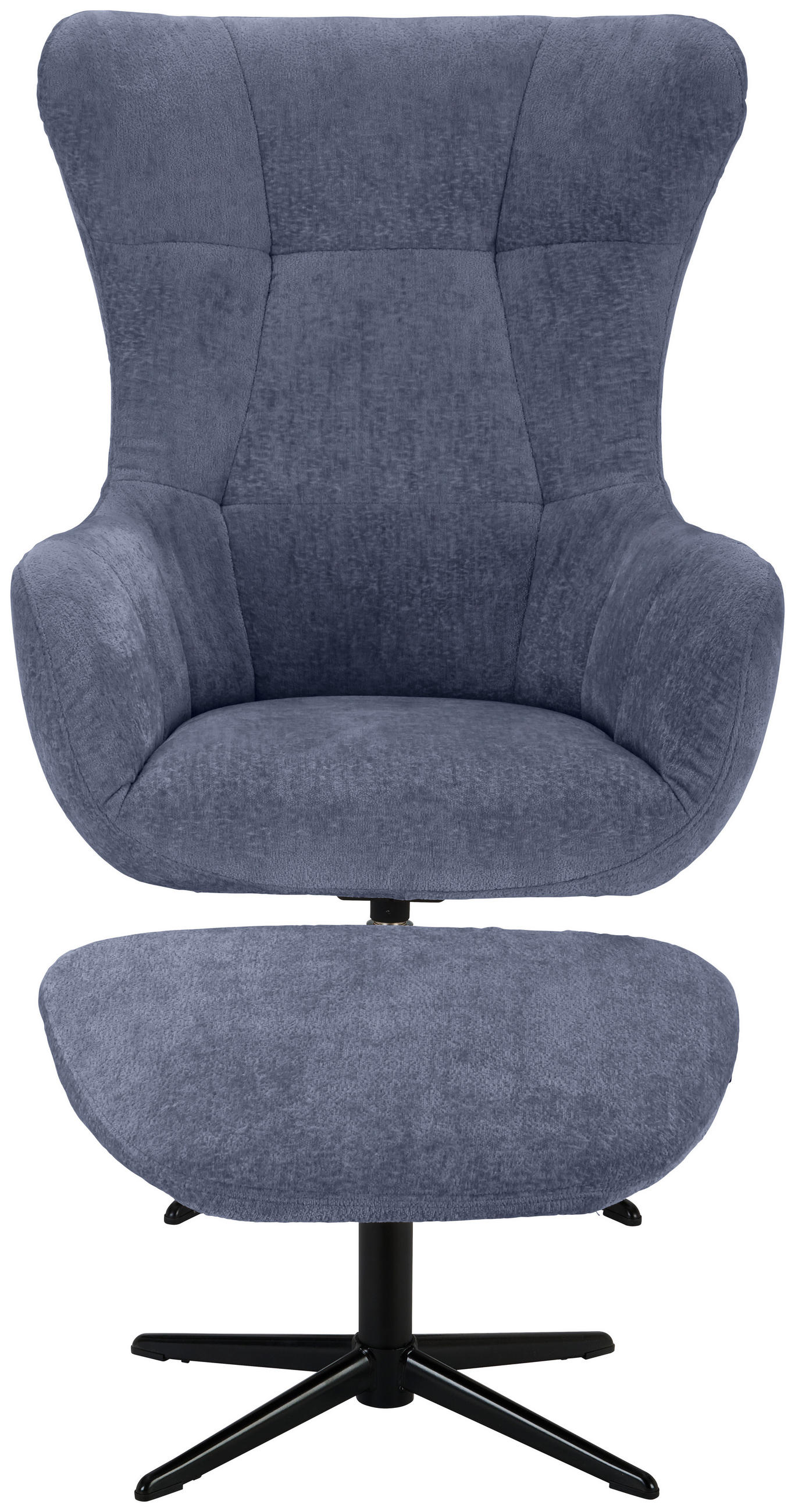 RELAXSESSELSET Chenille Hocker    - Schwarz/Graphitfarben, Design, Textil/Metall (73/107/80cm) - Welnova