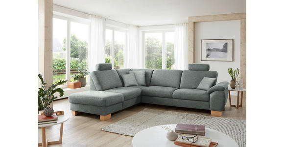 ECKSOFA in Mikrofaser Grau  - Wildeiche/Beige, KONVENTIONELL, Holz/Textil (236/286cm) - Voleo