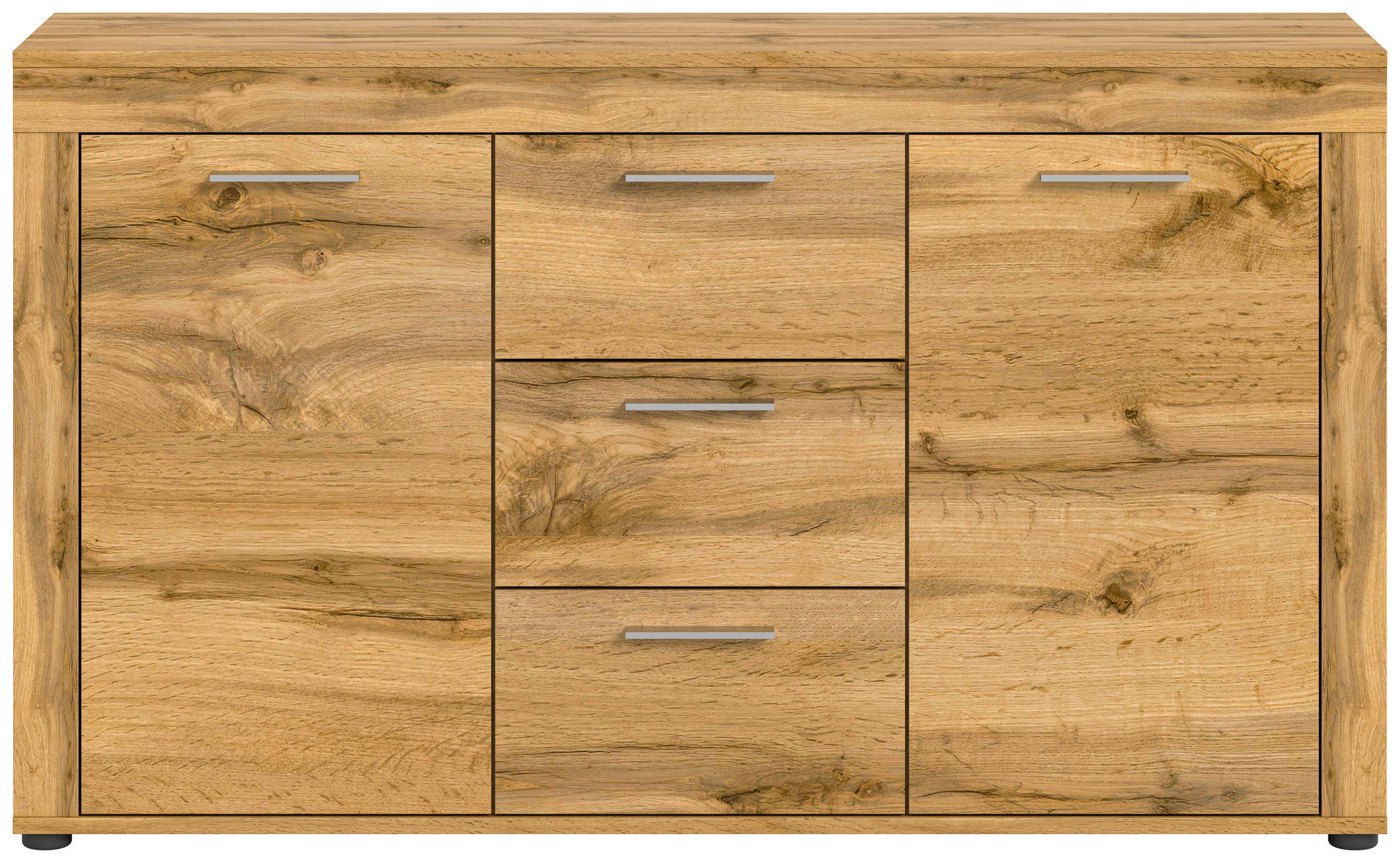 SIDEBOARD 125/80/35 cm  in Eiche Wotan  - Silberfarben/Eiche Wotan, Design, Holzwerkstoff/Kunststoff (125/80/35cm) - MID.YOU