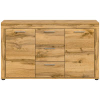 SIDEBOARD Jam  in 125/80/35 cm  - Eiche Wotan/Silberfarben, Design, Holzwerkstoff/Kunststoff (125/80/35cm) - MID.YOU