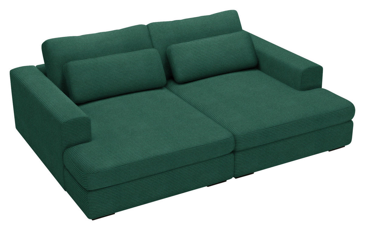 BIGSOFA in Cord Waldgrün  - Waldgrün/Schwarz, Design, Textil (223/80/158cm) - Lomoco