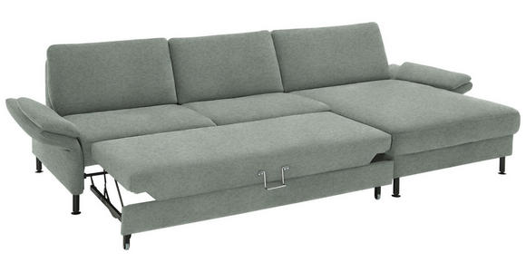 ECKSOFA  in Chenille, Flachgewebe Hellgrau Rücken echt  316/175 cm  - Hellgrau/Schwarz, Design, Textil/Metall (316/175cm) - Dieter Knoll