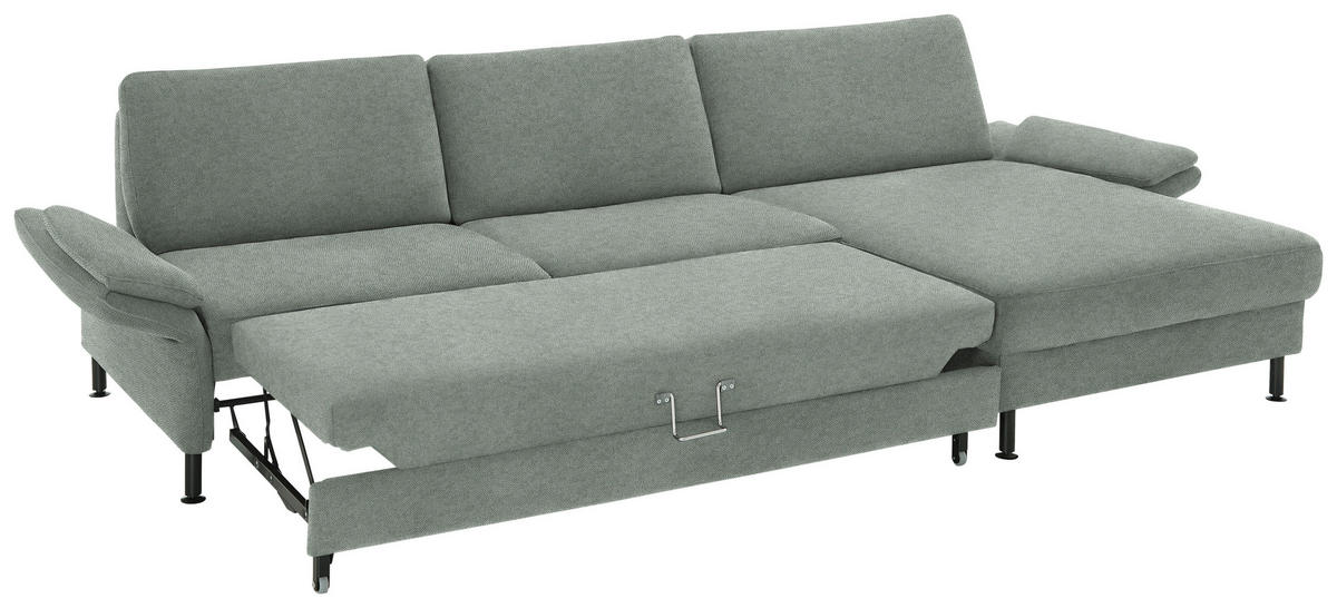 ECKSOFA  in Chenille, Flachgewebe Hellgrau  316/175 cm  - Hellgrau/Schwarz, Design, Textil/Metall (316/175cm) - Dieter Knoll
