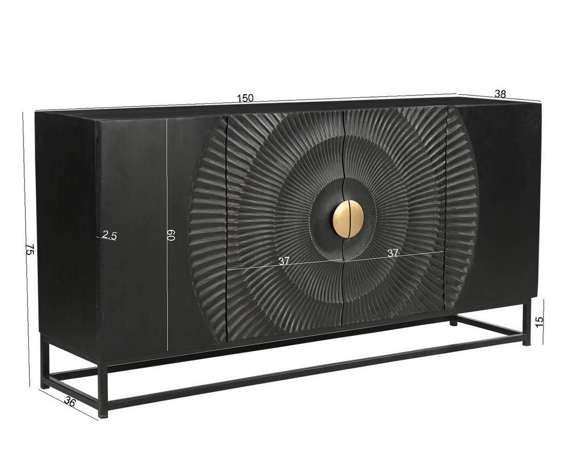 SIDEBOARD 150/75/38 cm  - Goldfarben/Schwarz, Design, Holz/Metall (150/75/38cm) - MID.YOU