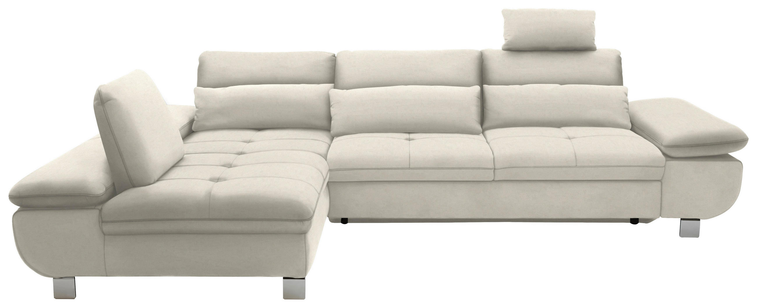 ECKSOFA Creme Webstoff  - Creme/Alufarben, Design, Textil (203/310cm) - Xora
