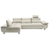 ECKSOFA Creme Webstoff  - Creme/Alufarben, Design, Textil (203/310cm) - Xora