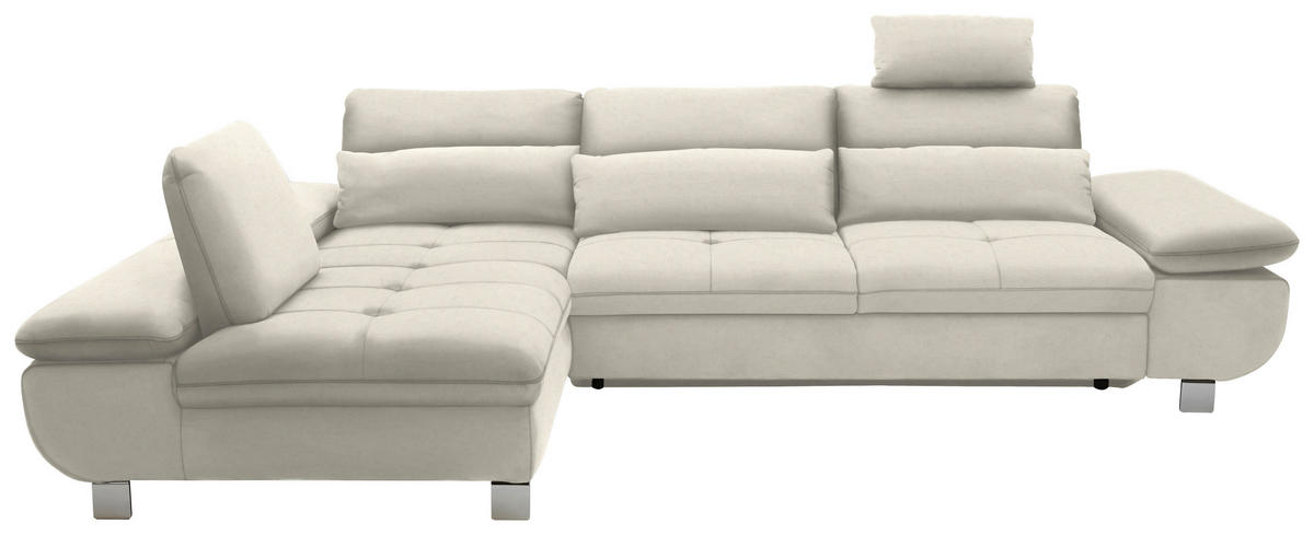 ECKSOFA Creme Webstoff  - Creme/Alufarben, Design, Textil (203/310cm) - Xora