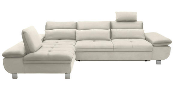 ECKSOFA Creme Webstoff Nierenkissen, Rücken echt  - Creme/Alufarben, Design, Textil (203/310cm) - Xora
