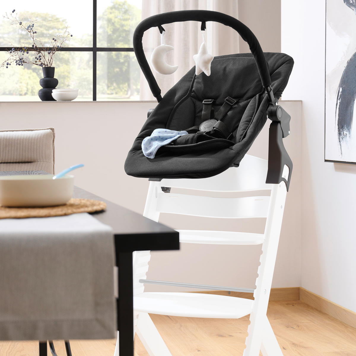 SCHAUKELWIPPE LUNCH Schwarz   - Schwarz, Basics, Kunststoff/Textil (66/45/48-58cm) - My Baby Lou