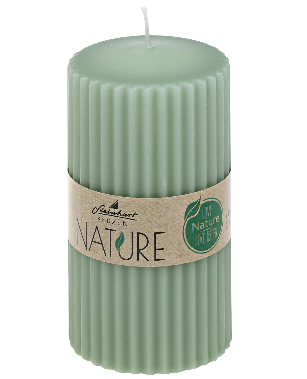 STUMPENKERZE  - Salbeigrün, Basics, Naturmaterialien (5,7/11,0cm) - Steinhart