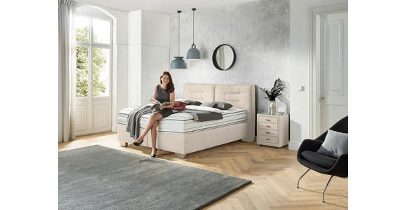 BOXSPRINGBETT 180/200 cm,  in Beige, Matratze, H2 + H2 = mittel  - Chromfarben/Beige, KONVENTIONELL, Textil (180/200cm) - Dieter Knoll