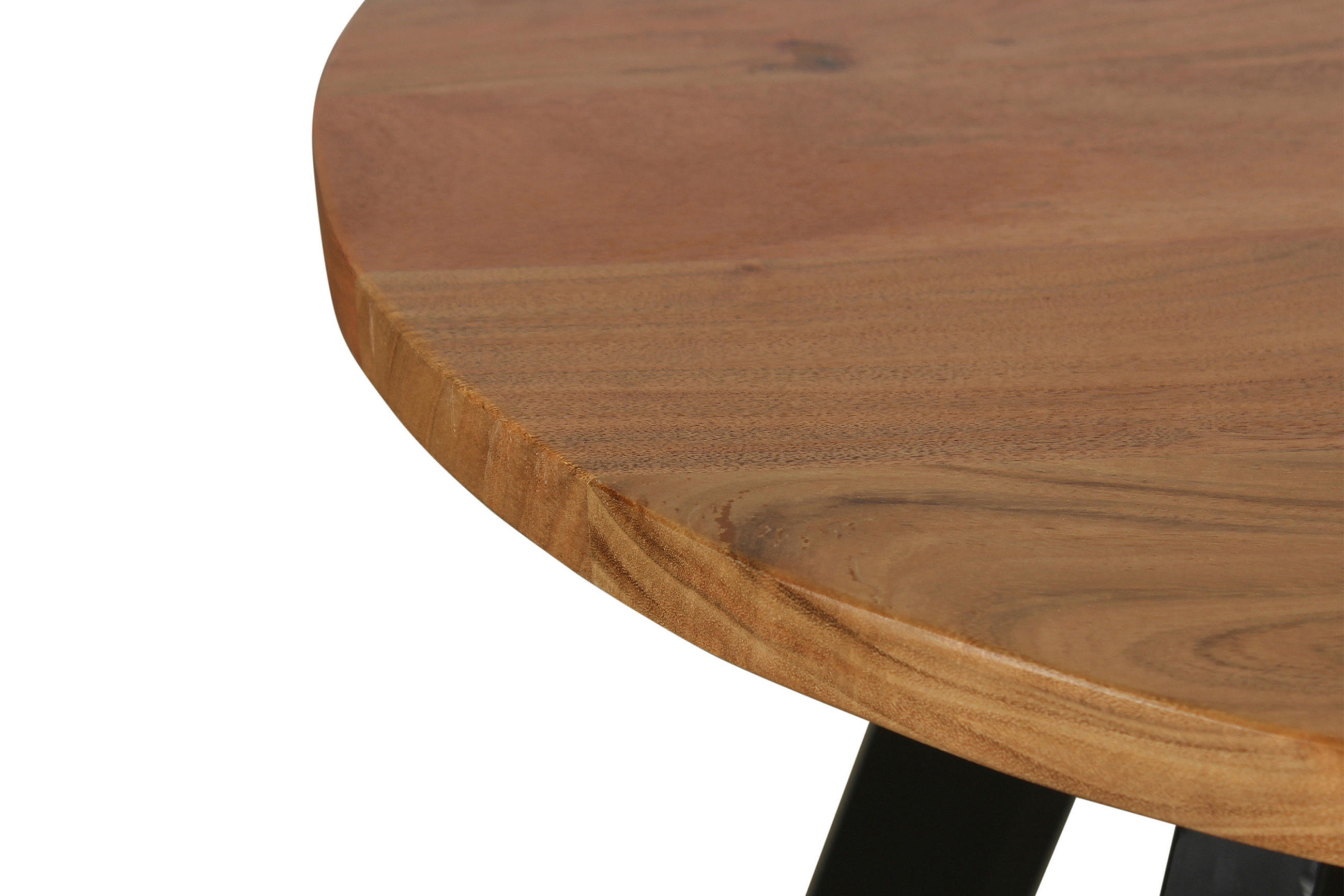 COUCHTISCH Akazie vollmassiv rund Akaziefarben, Schwarz  - Schwarz/Akaziefarben, Design, Holz/Metall (75/47cm) - Livetastic