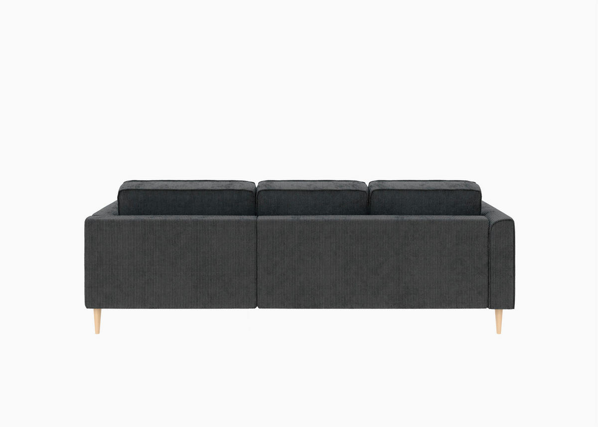 ECKSOFA Cord Dunkelgrau  - Dunkelgrau/Buchefarben, Modern, Holz/Textil (232/161cm) - Trendmanufaktur
