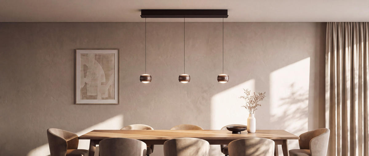 LED-HÄNGELEUCHTE Itonda 100/12/180 cm  - Braun, Design, Glas/Metall (100/12/180cm) - Dieter Knoll