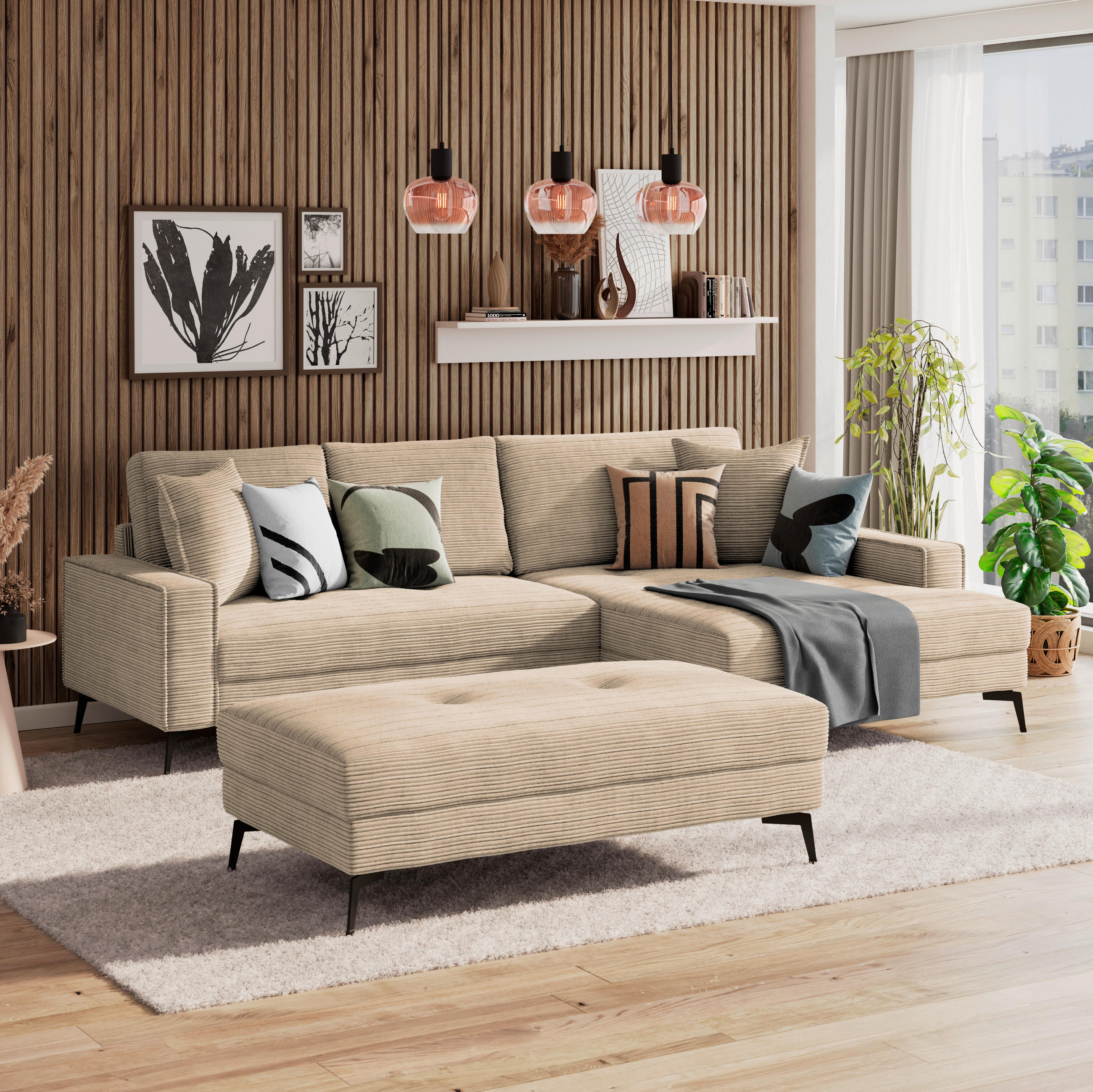 ECKSOFA Hellgrau, Beige  - Beige/Hellgrau, Trend, Textil (286/173cm) - P & B
