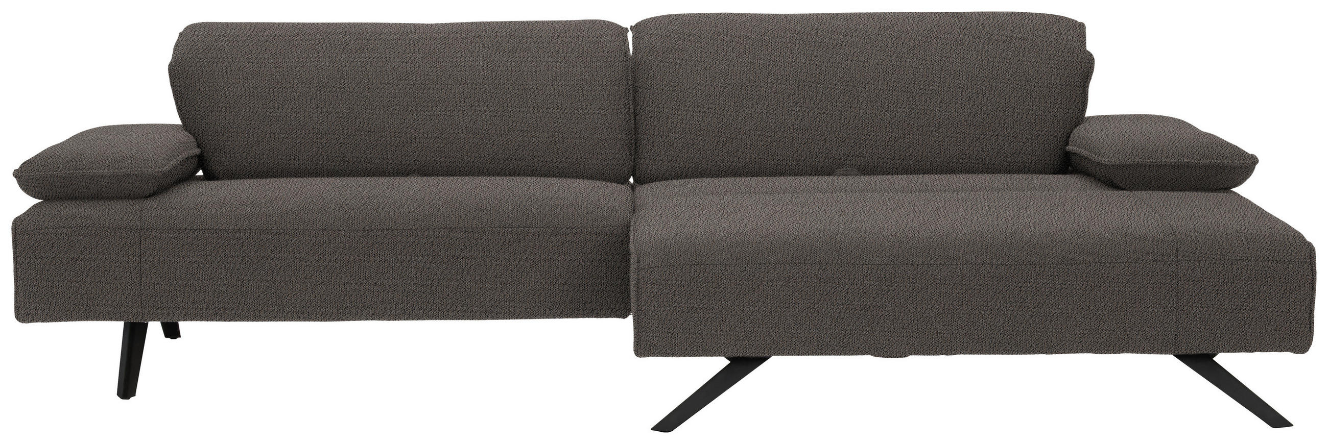 ECKSOFA in Flachgewebe Dunkelgrau  - Dunkelgrau/Anthrazit, Design, Textil/Metall (280/165cm) - Johann Jakob