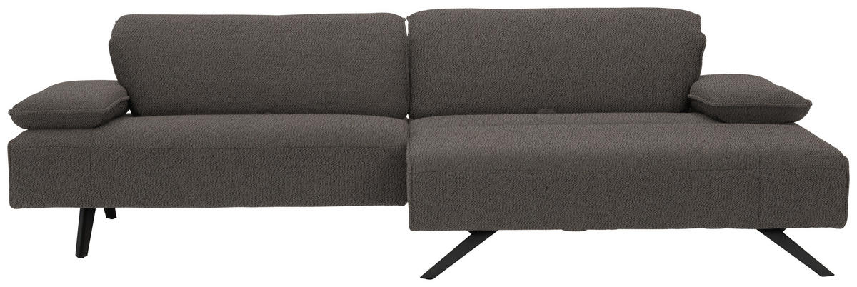 ECKSOFA in Flachgewebe Dunkelgrau  280/165 cm  - Dunkelgrau/Anthrazit, Design, Textil/Metall (280/165cm) - Johann Jakob
