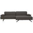 ECKSOFA in Flachgewebe Dunkelgrau  - Dunkelgrau/Anthrazit, Design, Textil/Metall (280/165cm) - Ambiente