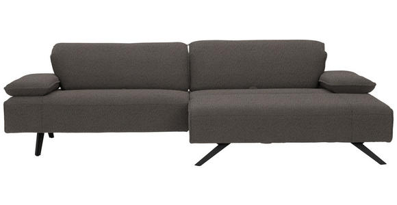 ECKSOFA in Flachgewebe Dunkelgrau  - Dunkelgrau/Anthrazit, Design, Textil/Metall (280/165cm) - Ambiente