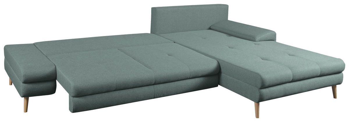 ECKSOFA in Webstoff Hellblau  - Erlefarben/Naturfarben, Trend, Textil (313/215cm) - MID.YOU