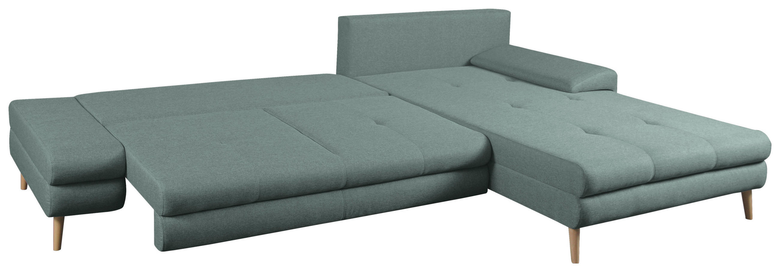 Thumbnail - Mid.you Ecksofa, Hellblau, Textil, Erle, Uni, 5-Sitzer, seitenverkehrt montierbar, L-Form, 313x215 cm, Made in EU, Schla...
