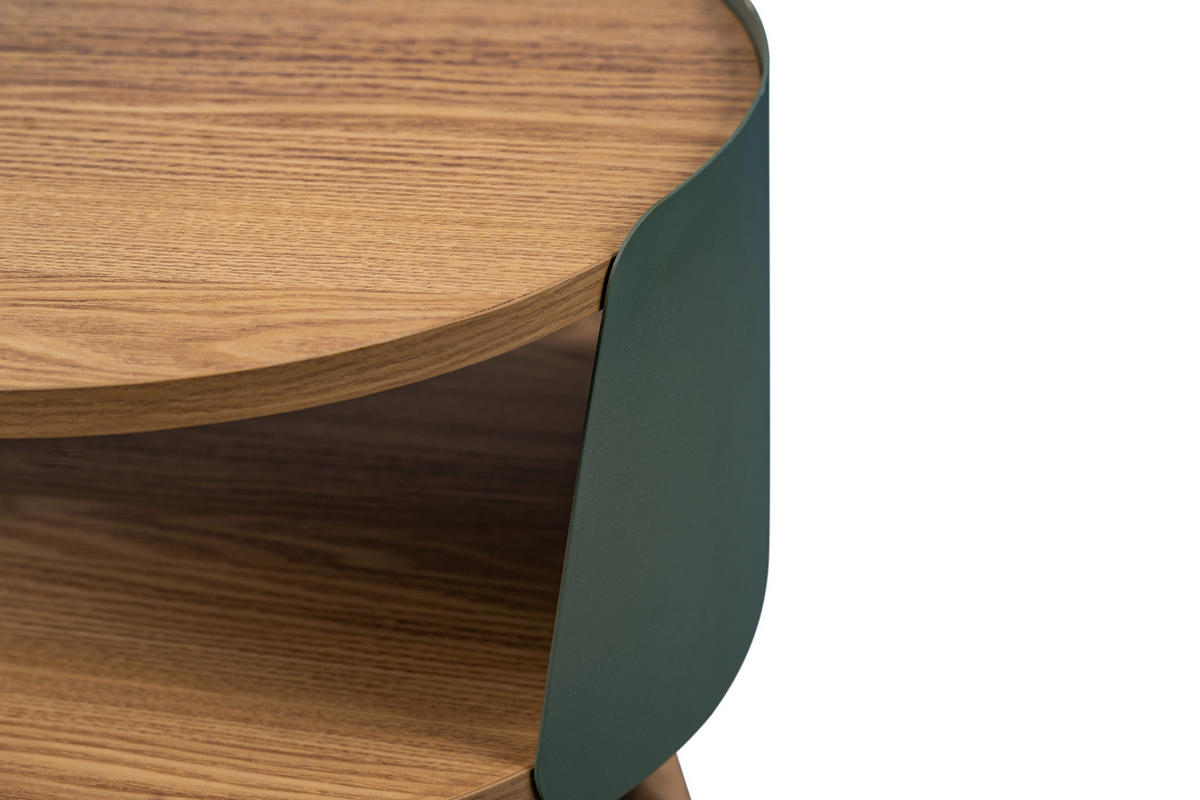 BEISTELLTISCH 40/40/55 cm Eiche massiv Grün, Eichefarben rund  - Eichefarben/Grün, Design, Holz/Holzwerkstoff (40/40/55cm) - Xora