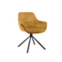 ARMLEHNSTUHL  in Samt  - Senfgelb/Schwarz, MODERN, Textil/Metall (64/82/63cm) - Livetastic