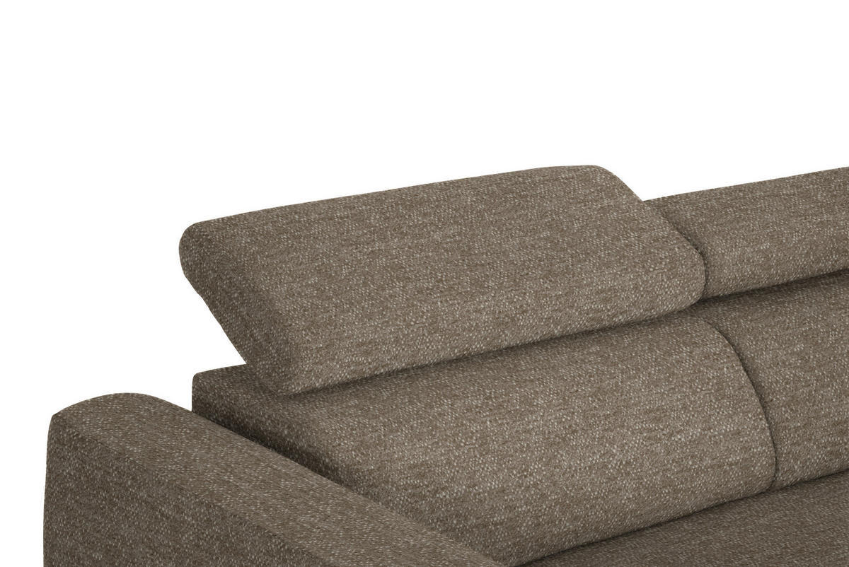 ECKSOFA in Chenille Hellbraun  - Hellbraun/Schwarz, Design, Textil/Metall (280/205cm) - MID.YOU